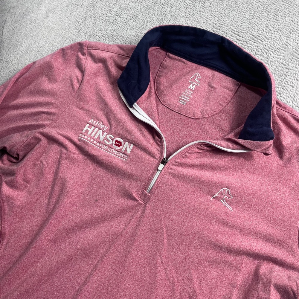 Rhoback Womens Quarter Zip Pullover Pink Ashley Hinson For Congress Size Medium